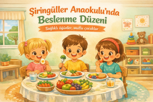 Şiringüller Anaokulu’nda okul mutfağında özenle hazırlanan sağlıklı yemekler