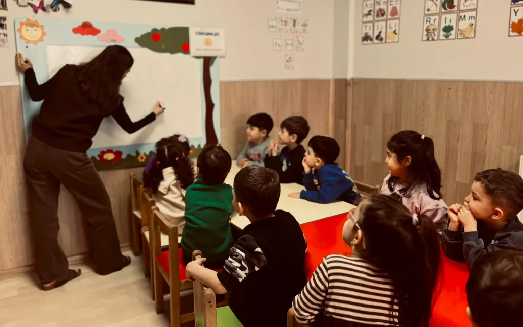 Eyüp Rami Şiringüller Anaokulu İngilizce eğitimi öğretmen eşliğinde öğrenme